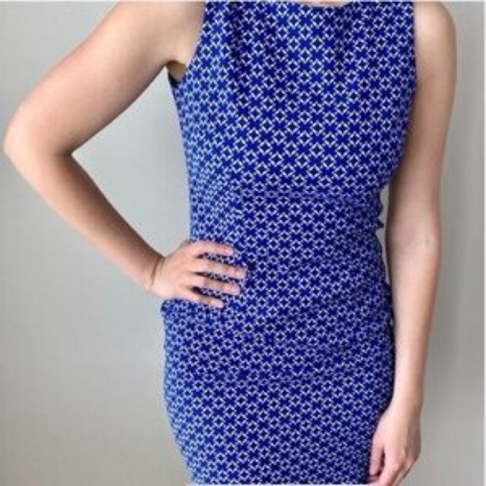 Mario Serrani Blue Geometric Mini Dress